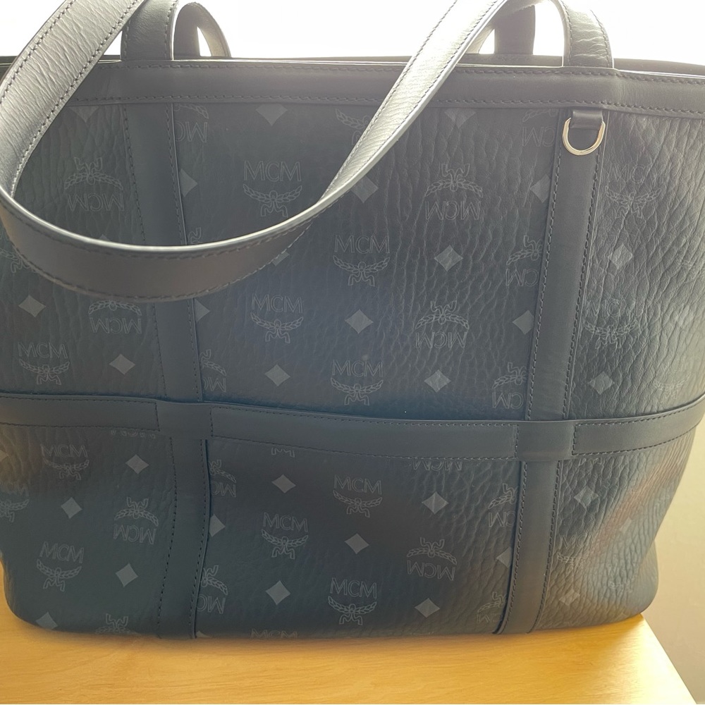 MCM black leather tote